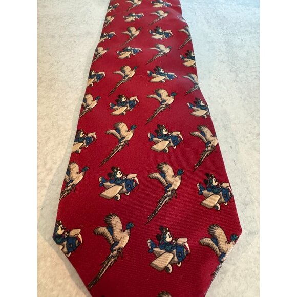 Balancine “The Tie Works” Silk Tie – Mickey Mouse in Airplane with Pheasants – U - Picture 1 of 8